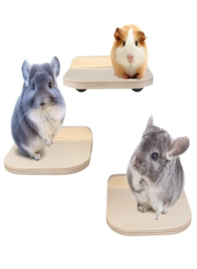 YKD Chinchilla Wooden Platform Set, Chinchilla Cage Platform with Feeding Bowl, Small Animals Cage Accessories for Squirrel Gerbil Suger Glider Hamsters (3Pcs of Small Platform) - Image 1